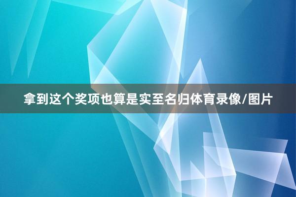 拿到这个奖项也算是实至名归体育录像/图片