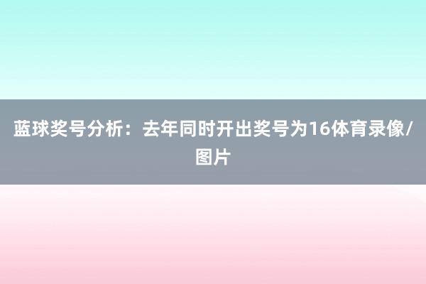 蓝球奖号分析：去年同时开出奖号为16体育录像/图片