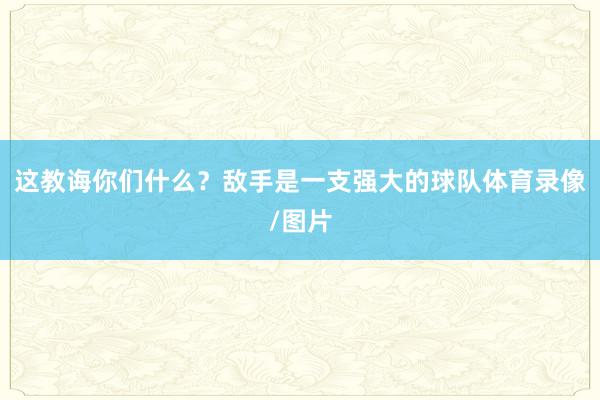这教诲你们什么？　　敌手是一支强大的球队体育录像/图片