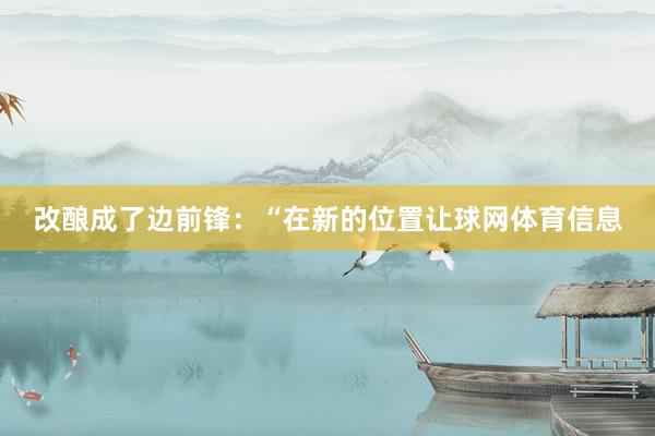 改酿成了边前锋：“在新的位置让球网体育信息