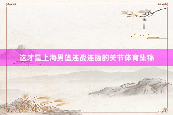 这才是上海男篮连战连捷的关节体育集锦