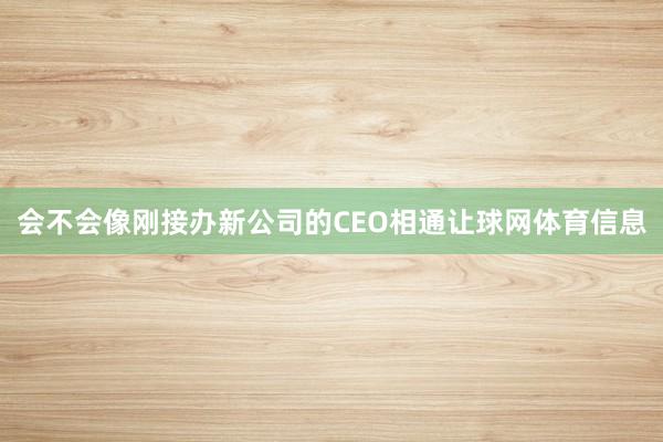 会不会像刚接办新公司的CEO相通让球网体育信息