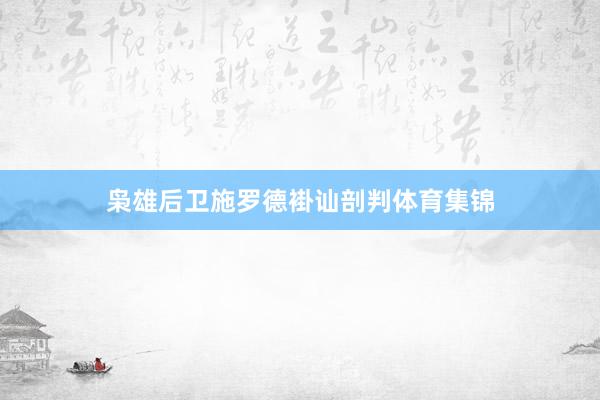 枭雄后卫施罗德褂讪剖判体育集锦