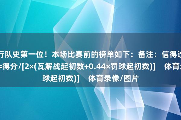 排行队史第一位！本场比赛前的榜单如下：备注：信得过射中率TS%=得分/[2×(瓦解战起初数+0.44×罚球起初数)]    体育录像/图片